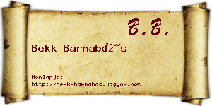 Bekk Barnabás névjegykártya