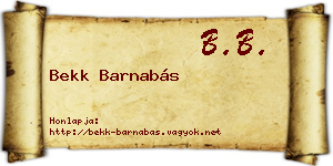Bekk Barnabás névjegykártya